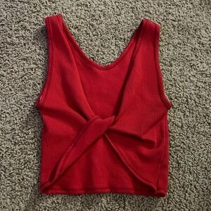 Red Sleeveless Twist Front Top